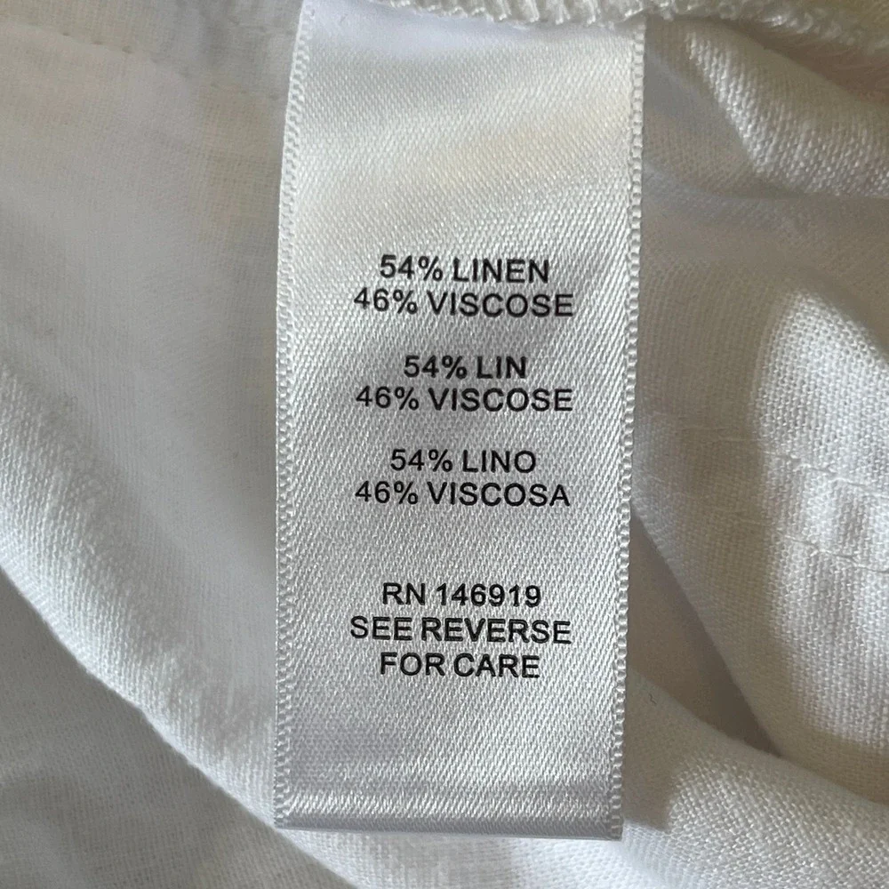 Casa Cabana Women's Linen Blend Pull on White Capris‎ Size Small